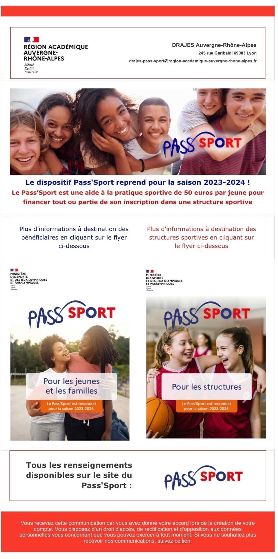 LE PASS’SPORT 2023-2024 jusqu’au 31.12.2023